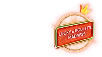 Значок с надписью Lucky 6 Roulette Madness, символизирующий промоакцию рулетки в Интернет-казино Сол.